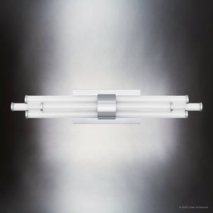 Urban Ambiance - Bath Light - UQL6353 Luxe Industrial Indoor Bath Light, 4.50''H x 24.00''W x 3.75''Dep, Polished Chrome Finish, Farmington Collection - 