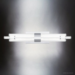 Urban Ambiance - Bath Light - UQL6353 Luxe Industrial Indoor Bath Light, 4.50''H x 24.00''W x 3.75''Dep, Polished Chrome Finish, Farmington Collection - 