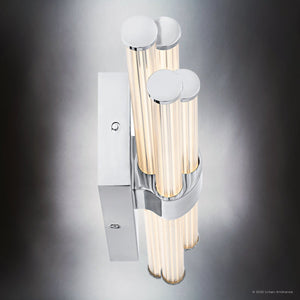 Urban Ambiance - Bath Light - UQL6353 Luxe Industrial Indoor Bath Light, 4.50''H x 24.00''W x 3.75''Dep, Polished Chrome Finish, Farmington Collection - 
