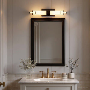 Urban Ambiance - Bath Light - UQL6354 Luxe Industrial Indoor Bath Light, 4.50''H x 24.00''W x 3.75''Dep, Matte Black Finish, Farmington Collection - 