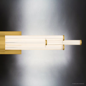 Urban Ambiance - Bath Light - UQL6355 Luxe Industrial Indoor Bath Light, 4.50''H x 32.00''W x 3.75''Dep, Brushed Gold Finish, Farmington Collection - 