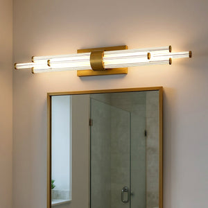 Urban Ambiance - Bath Light - UQL6355 Luxe Industrial Indoor Bath Light, 4.50''H x 32.00''W x 3.75''Dep, Brushed Gold Finish, Farmington Collection - 