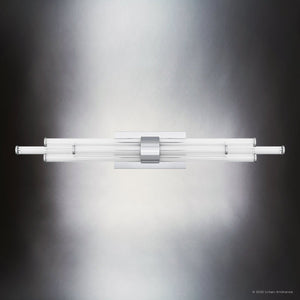 Urban Ambiance - Bath Light - UQL6356 Luxe Industrial Indoor Bath Light, 4.50''H x 32.00''W x 3.75''Dep, Polished Chrome Finish, Farmington Collection - 