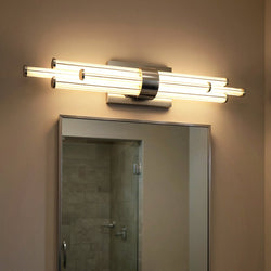 Urban Ambiance - Bath Light - UQL6356 Luxe Industrial Indoor Bath Light, 4.50''H x 32.00''W x 3.75''Dep, Polished Chrome Finish, Farmington Collection - 