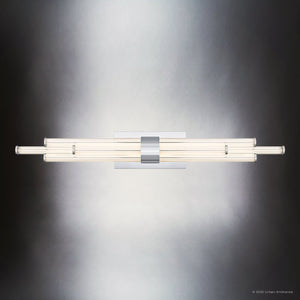 Urban Ambiance - Bath Light - UQL6356 Luxe Industrial Indoor Bath Light, 4.50''H x 32.00''W x 3.75''Dep, Polished Chrome Finish, Farmington Collection - 