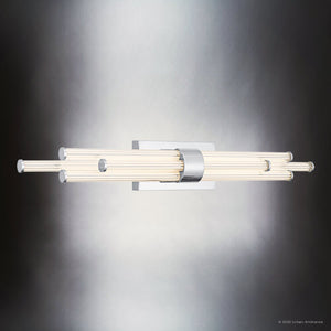 Urban Ambiance - Bath Light - UQL6356 Luxe Industrial Indoor Bath Light, 4.50''H x 32.00''W x 3.75''Dep, Polished Chrome Finish, Farmington Collection - 