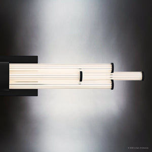 Urban Ambiance - Bath Light - UQL6357 Luxe Industrial Indoor Bath Light, 4.50''H x 32.00''W x 3.75''Dep, Matte Black Finish, Farmington Collection - 