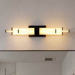 Urban Ambiance - Bath Light - UQL6357 Luxe Industrial Indoor Bath Light, 4.50''H x 32.00''W x 3.75''Dep, Matte Black Finish, Farmington Collection - 