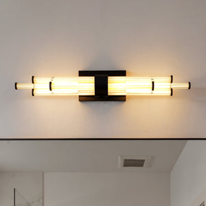 Urban Ambiance - Bath Light - UQL6357 Luxe Industrial Indoor Bath Light, 4.50''H x 32.00''W x 3.75''Dep, Matte Black Finish, Farmington Collection - 