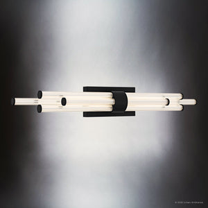 Urban Ambiance - Bath Light - UQL6357 Luxe Industrial Indoor Bath Light, 4.50''H x 32.00''W x 3.75''Dep, Matte Black Finish, Farmington Collection - 