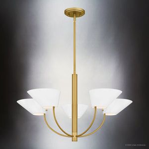 Urban Ambiance - Chandelier - UQL6360 Modern Indoor Chandelier, 16.25''H x 28.00''W x 28.00''Dep, Brushed Gold Finish, Draper Collection - 
