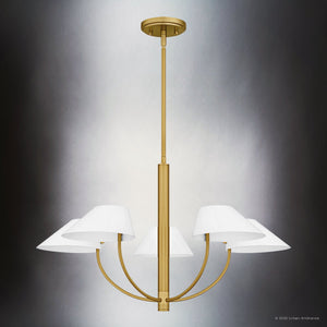 Urban Ambiance - Chandelier - UQL6360 Modern Indoor Chandelier, 16.25''H x 28.00''W x 28.00''Dep, Brushed Gold Finish, Draper Collection - 