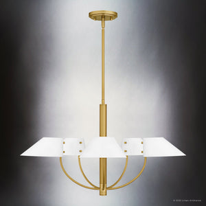Urban Ambiance - Chandelier - UQL6360 Modern Indoor Chandelier, 16.25''H x 28.00''W x 28.00''Dep, Brushed Gold Finish, Draper Collection - 