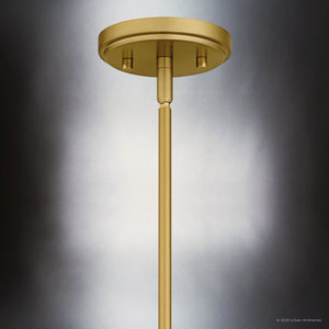 Urban Ambiance - Chandelier - UQL6360 Modern Indoor Chandelier, 16.25''H x 28.00''W x 28.00''Dep, Brushed Gold Finish, Draper Collection - 