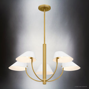 Urban Ambiance - Chandelier - UQL6360 Modern Indoor Chandelier, 16.25''H x 28.00''W x 28.00''Dep, Brushed Gold Finish, Draper Collection - 