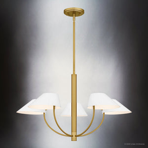 Urban Ambiance - Chandelier - UQL6360 Modern Indoor Chandelier, 16.25''H x 28.00''W x 28.00''Dep, Brushed Gold Finish, Draper Collection - 