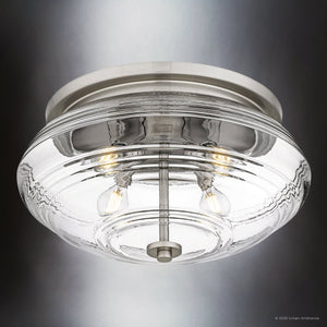 Urban Ambiance - Ceiling Light - UQL6372 Casual Indoor Ceiling Light, 8.25''H x 16.00''W x 16.00''Dep, Brushed Nickel Finish, Lacey Collection - 