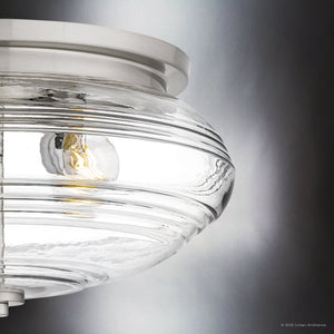 Urban Ambiance - Ceiling Light - UQL6372 Casual Indoor Ceiling Light, 8.25''H x 16.00''W x 16.00''Dep, Brushed Nickel Finish, Lacey Collection - 