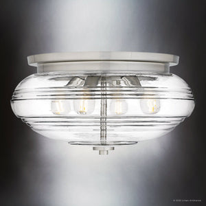 Urban Ambiance - Ceiling Light - UQL6372 Casual Indoor Ceiling Light, 8.25''H x 16.00''W x 16.00''Dep, Brushed Nickel Finish, Lacey Collection - 