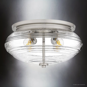 Urban Ambiance - Ceiling Light - UQL6372 Casual Indoor Ceiling Light, 8.25''H x 16.00''W x 16.00''Dep, Brushed Nickel Finish, Lacey Collection - 