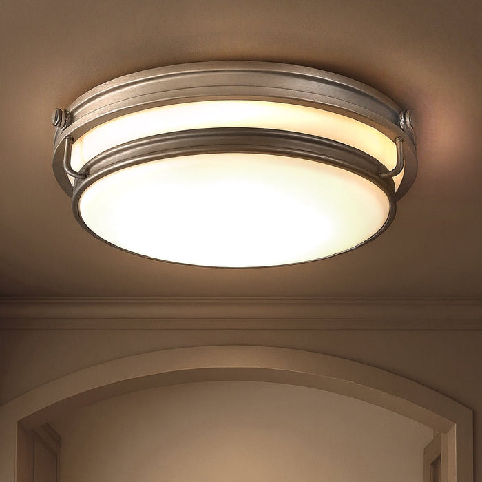 UQL6374 Contemporary Indoor Ceiling Light, 4.25''H x 16.00''W x 16.00''Dep, Antique Nickel Finish, Lacey Collection