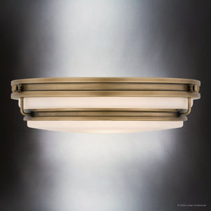 Urban Ambiance - Ceiling Light - UQL6375 Contemporary Indoor Ceiling Light, 4.25''H x 16.00''W x 16.00''Dep, Weathered Brass Finish, Lacey Collection - 