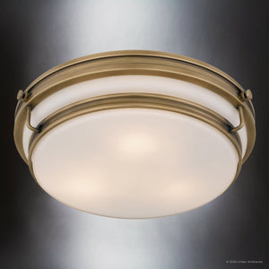 Urban Ambiance - Ceiling Light - UQL6375 Contemporary Indoor Ceiling Light, 4.25''H x 16.00''W x 16.00''Dep, Weathered Brass Finish, Lacey Collection - 