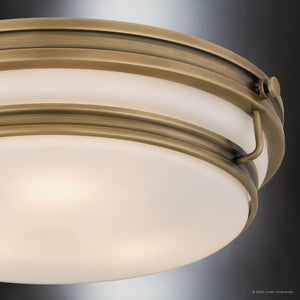 Urban Ambiance - Ceiling Light - UQL6375 Contemporary Indoor Ceiling Light, 4.25''H x 16.00''W x 16.00''Dep, Weathered Brass Finish, Lacey Collection - 