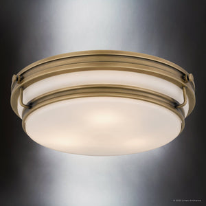 Urban Ambiance - Ceiling Light - UQL6375 Contemporary Indoor Ceiling Light, 4.25''H x 16.00''W x 16.00''Dep, Weathered Brass Finish, Lacey Collection - 