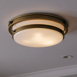 Urban Ambiance - Ceiling Light - UQL6375 Contemporary Indoor Ceiling Light, 4.25''H x 16.00''W x 16.00''Dep, Weathered Brass Finish, Lacey Collection - 