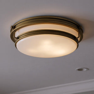 Urban Ambiance - Ceiling Light - UQL6375 Contemporary Indoor Ceiling Light, 4.25''H x 16.00''W x 16.00''Dep, Weathered Brass Finish, Lacey Collection - 