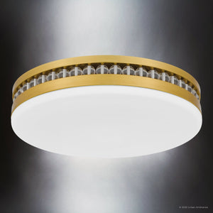 Urban Ambiance - Ceiling Light - UQL6377 Old World Indoor Ceiling Light, 3.50''H x 16.00''W x 16.00''Dep, Brushed Gold Finish, Lacey Collection - 