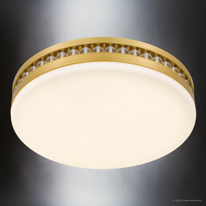 Urban Ambiance - Ceiling Light - UQL6377 Old World Indoor Ceiling Light, 3.50''H x 16.00''W x 16.00''Dep, Brushed Gold Finish, Lacey Collection - 