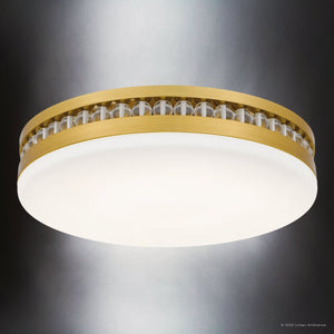 Urban Ambiance - Ceiling Light - UQL6377 Old World Indoor Ceiling Light, 3.50''H x 16.00''W x 16.00''Dep, Brushed Gold Finish, Lacey Collection - 