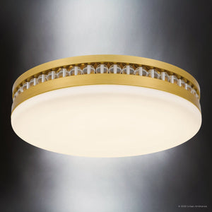 Urban Ambiance - Ceiling Light - UQL6377 Old World Indoor Ceiling Light, 3.50''H x 16.00''W x 16.00''Dep, Brushed Gold Finish, Lacey Collection - 