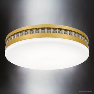 Urban Ambiance - Ceiling Light - UQL6377 Old World Indoor Ceiling Light, 3.50''H x 16.00''W x 16.00''Dep, Brushed Gold Finish, Lacey Collection - 