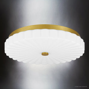 Urban Ambiance - Ceiling Light - UQL6380 Traditional Indoor Ceiling Light, 3.25''H x 16.00''W x 16.00''Dep, Brushed Gold Finish, Lacey Collection - 