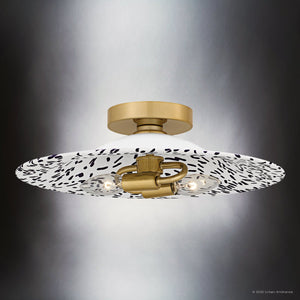 Urban Ambiance - Ceiling Light - UQL6382 Mid Century Modern Indoor Ceiling Light, 5.25''H x 15.75''W x 15.75''Dep, Light Gold Finish, Lacey Collection - 