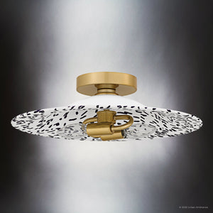 Urban Ambiance - Ceiling Light - UQL6382 Mid Century Modern Indoor Ceiling Light, 5.25''H x 15.75''W x 15.75''Dep, Light Gold Finish, Lacey Collection - 