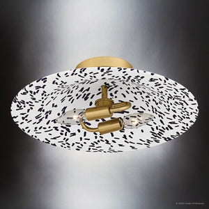 Urban Ambiance - Ceiling Light - UQL6382 Mid Century Modern Indoor Ceiling Light, 5.25''H x 15.75''W x 15.75''Dep, Light Gold Finish, Lacey Collection - 