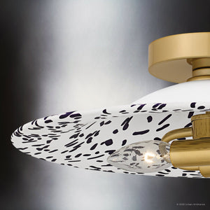 Urban Ambiance - Ceiling Light - UQL6382 Mid Century Modern Indoor Ceiling Light, 5.25''H x 15.75''W x 15.75''Dep, Light Gold Finish, Lacey Collection - 