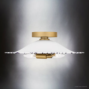 Urban Ambiance - Ceiling Light - UQL6382 Mid Century Modern Indoor Ceiling Light, 5.25''H x 15.75''W x 15.75''Dep, Light Gold Finish, Lacey Collection - 