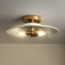 Urban Ambiance - Ceiling Light - UQL6383 Mid Century Modern Indoor Ceiling Light, 5.25''H x 15.75''W x 15.75''Dep, Light Gold Finish, Lacey Collection - 
