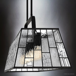 Urban Ambiance - Chandelier - UQL6386 Luxe Industrial Indoor Chandelier, 14.75''H x 48.00''W x 12.00''Dep, Matte Black Finish, Lacey Collection - 
