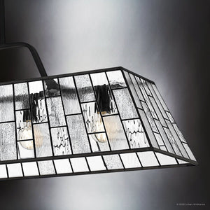 Urban Ambiance - Chandelier - UQL6386 Luxe Industrial Indoor Chandelier, 14.75''H x 48.00''W x 12.00''Dep, Matte Black Finish, Lacey Collection - 