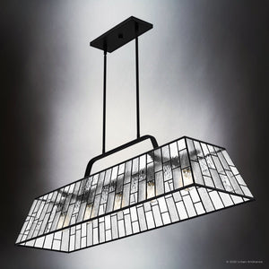 Urban Ambiance - Chandelier - UQL6386 Luxe Industrial Indoor Chandelier, 14.75''H x 48.00''W x 12.00''Dep, Matte Black Finish, Lacey Collection - 