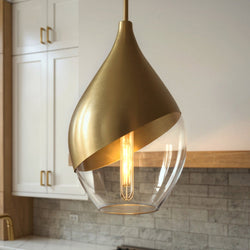 Urban Ambiance - Pendant - UQL6387 Glam Indoor Pendant, 20.25''H x 12.00''W x 12.00''Dep, Bronze Gold Finish, Lacey Collection - 