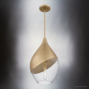 Urban Ambiance - Pendant - UQL6387 Glam Indoor Pendant, 20.25''H x 12.00''W x 12.00''Dep, Bronze Gold Finish, Lacey Collection - 