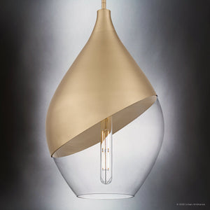 Urban Ambiance - Pendant - UQL6387 Glam Indoor Pendant, 20.25''H x 12.00''W x 12.00''Dep, Bronze Gold Finish, Lacey Collection - 