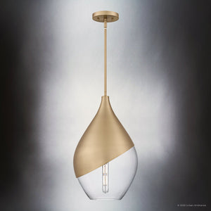 Urban Ambiance - Pendant - UQL6387 Glam Indoor Pendant, 20.25''H x 12.00''W x 12.00''Dep, Bronze Gold Finish, Lacey Collection - 
